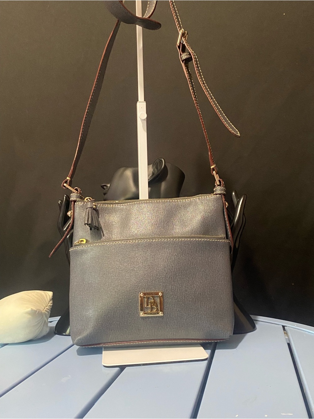 Vintage Dooney & Burke Crossbody Bag Purse Blue Leather